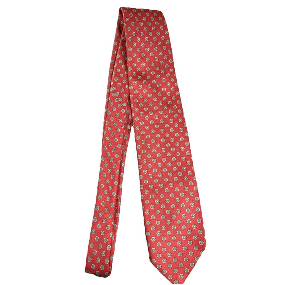 Robert Talbott Hand-Sewn for Norton Ditton Silk Tie Medallion Red